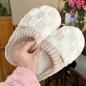 Cozy Fuzzy Slippers in Cream and White